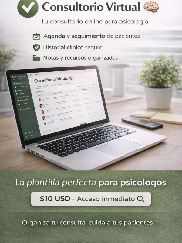 Consultorio Virtual – Plantilla en Notion para Psicólogos y Profesionales de la Conducta