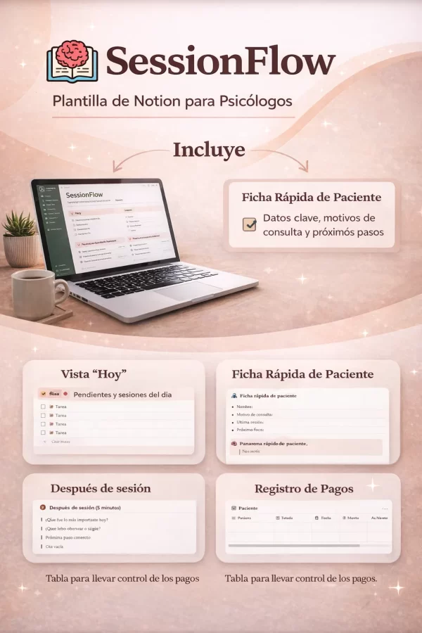 SessionFlow – Plantilla de Notion para Psicólogos